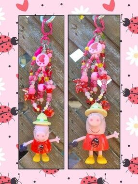 Peppa Pig Bagcharm, Handmade Beaded Accessories
